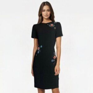 Trina Trunk Black Multi Color Dazzle Embellished Mini Sheath Dress